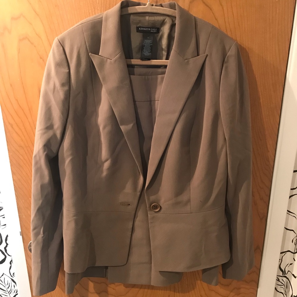 Kenneth Cole skirt suit, khaki, 12 jacket 14 skirt
